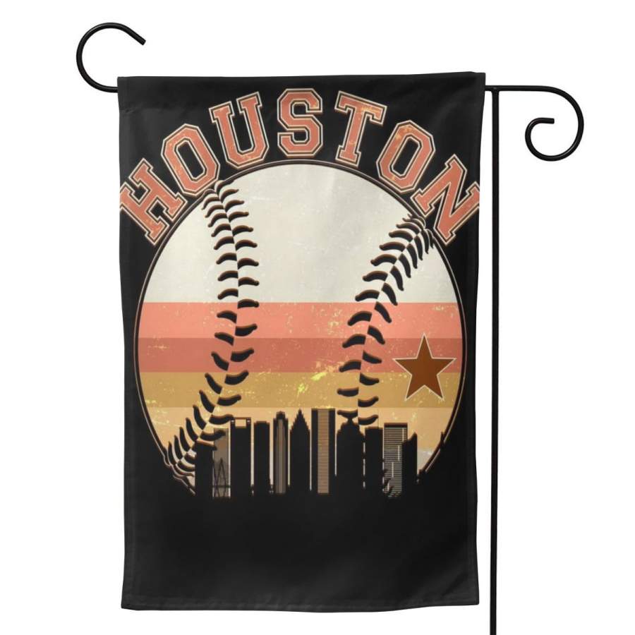 2 Pcs Garden Flag Retro Houston Baseball Fan Horizontal Poster 12.5″x18″ -Mothers Day, Birthday Gifts for Mom, Dad, Wife, Husband, Daughters, Grandma, Friends