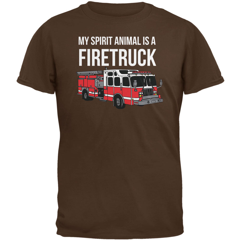 Spirit Animal Firetruck Brown Adult T-Shirt