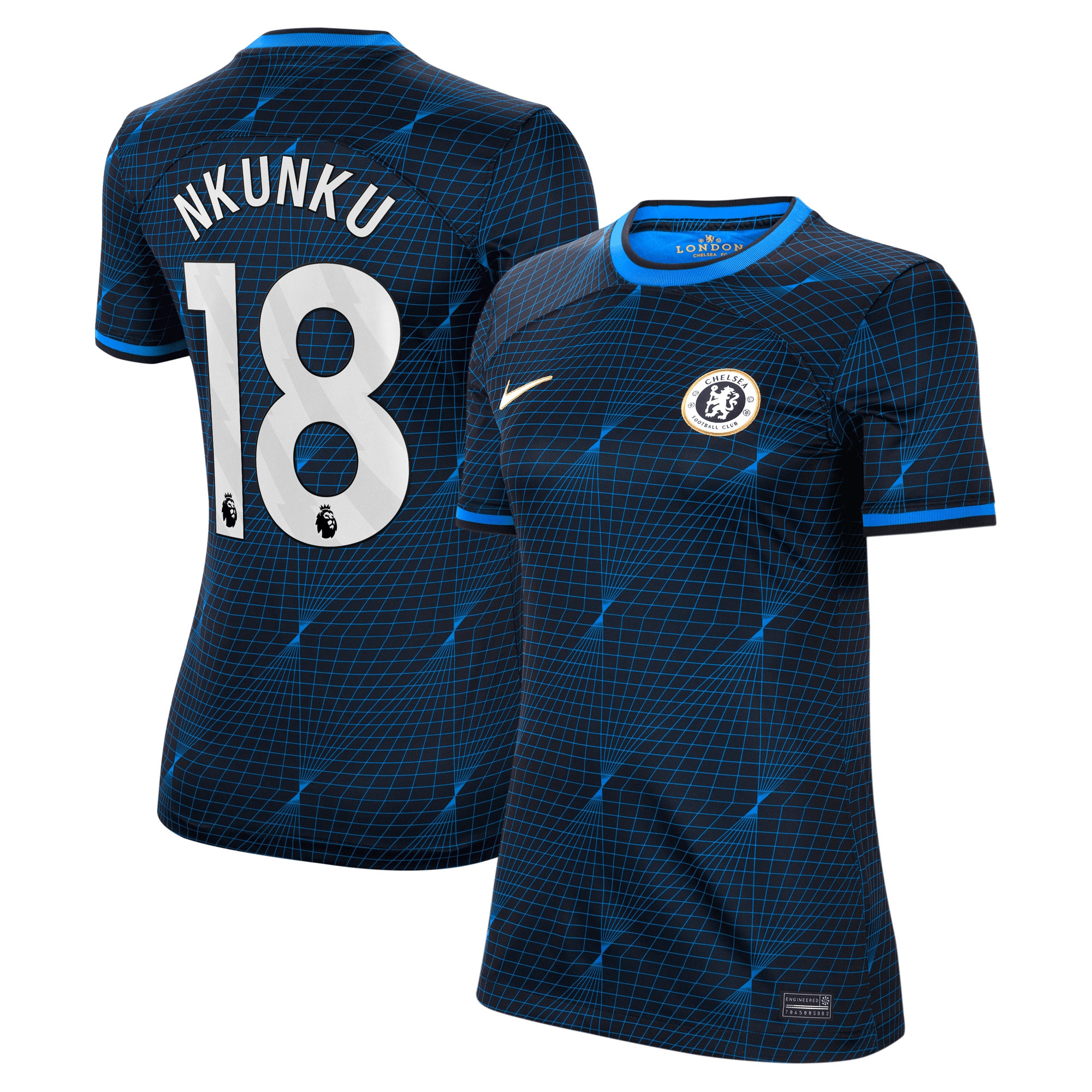 Christopher Nkunku Chelsea Women's 2023/24 Away Stadium Replica Player Jersey – Navy