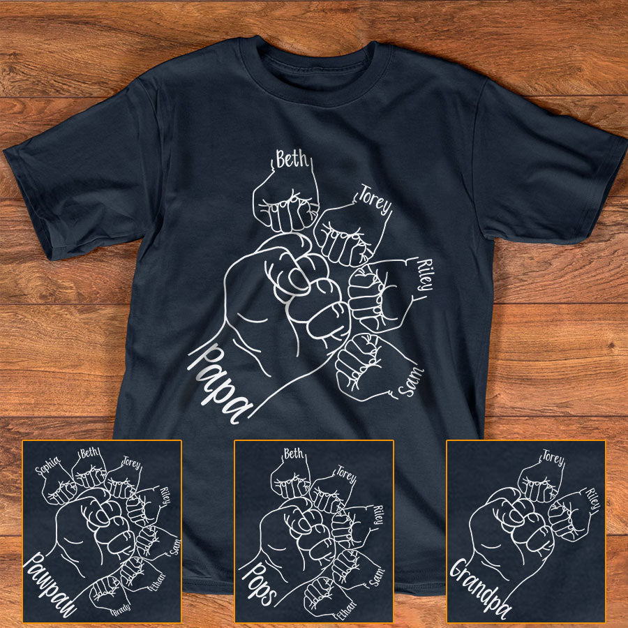 Papa Hand Print Father’S Day Gift T-Shirt