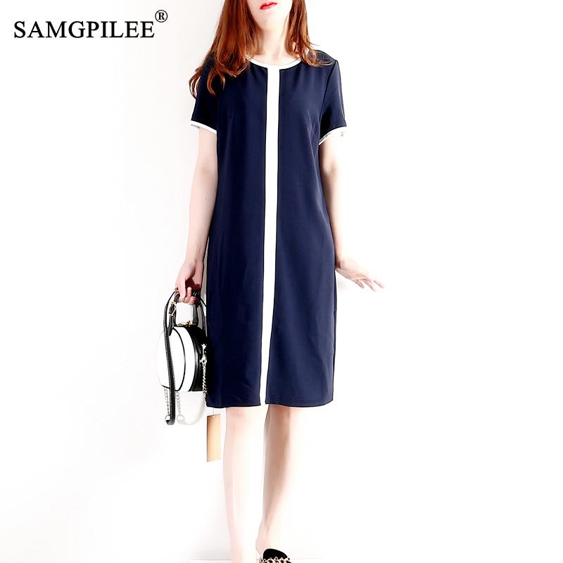 Vestidos Verano 2022 Mujer Dress For Women Casual A-line Solid Knee-length Femme Robe Empire O-neck Women Dress 4xl alx