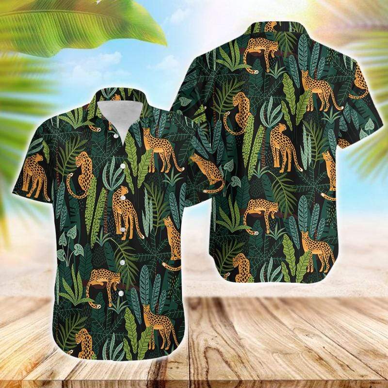 Jaguar Tropical Jungle Hawaii Aloha Shirts Ha79227