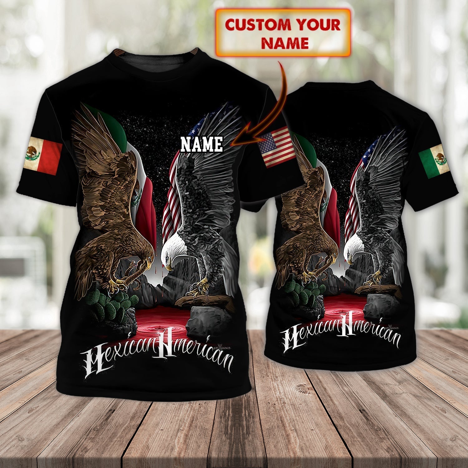 Customized Eagle Shirts, Mexican American T Shirt 3D, Mexico Shirt