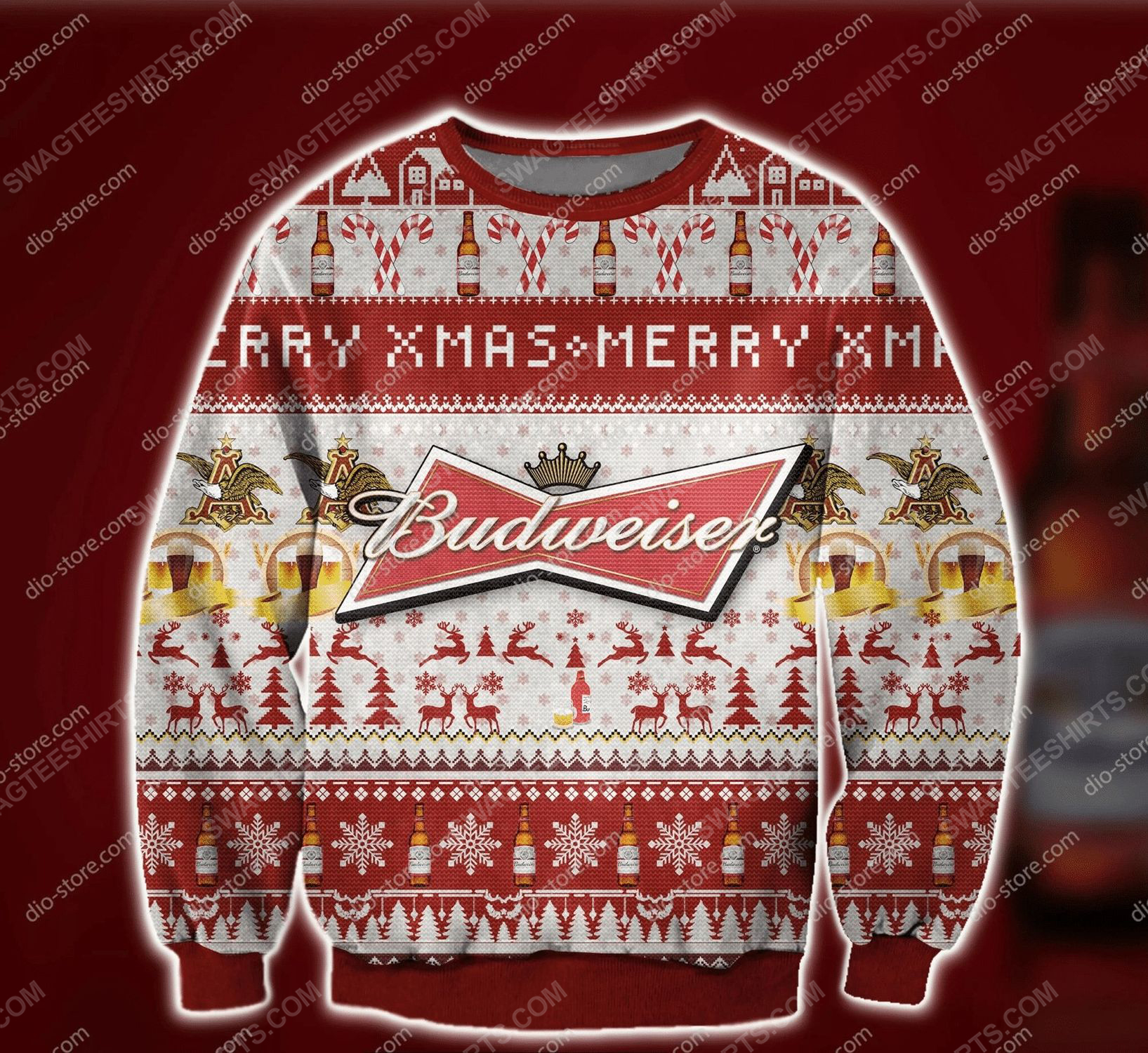 [Special Edition] Merry Xmas Budweiser Beer Ugly Christmas Sweater – Maria