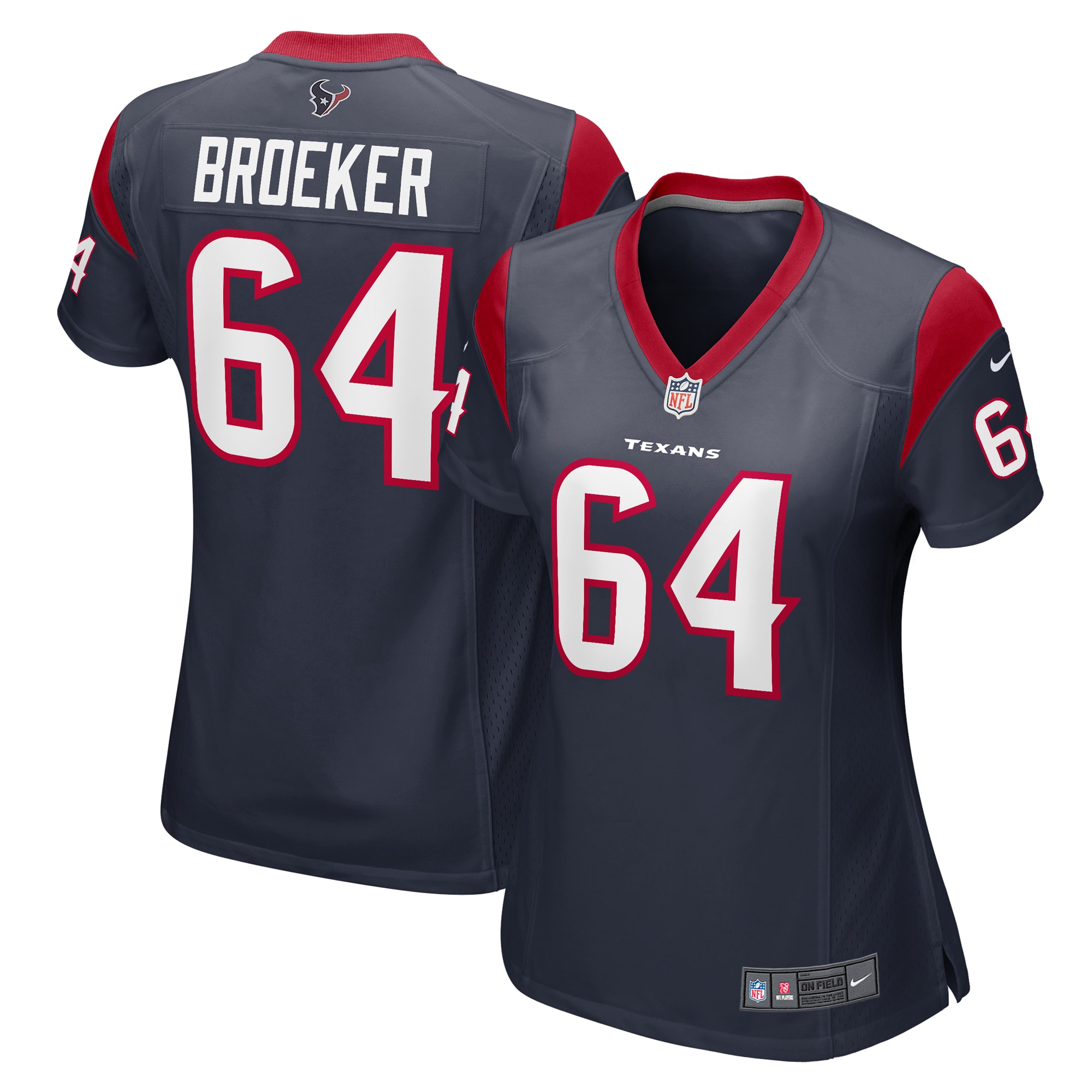 Nick Broeker Houston Texans Women's Team Game Jersey – Navy