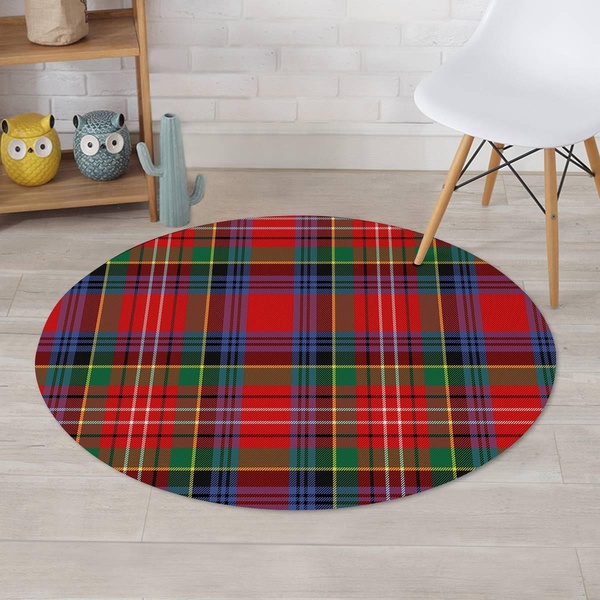 Caledonia Red Plaid Tartan Round Rug