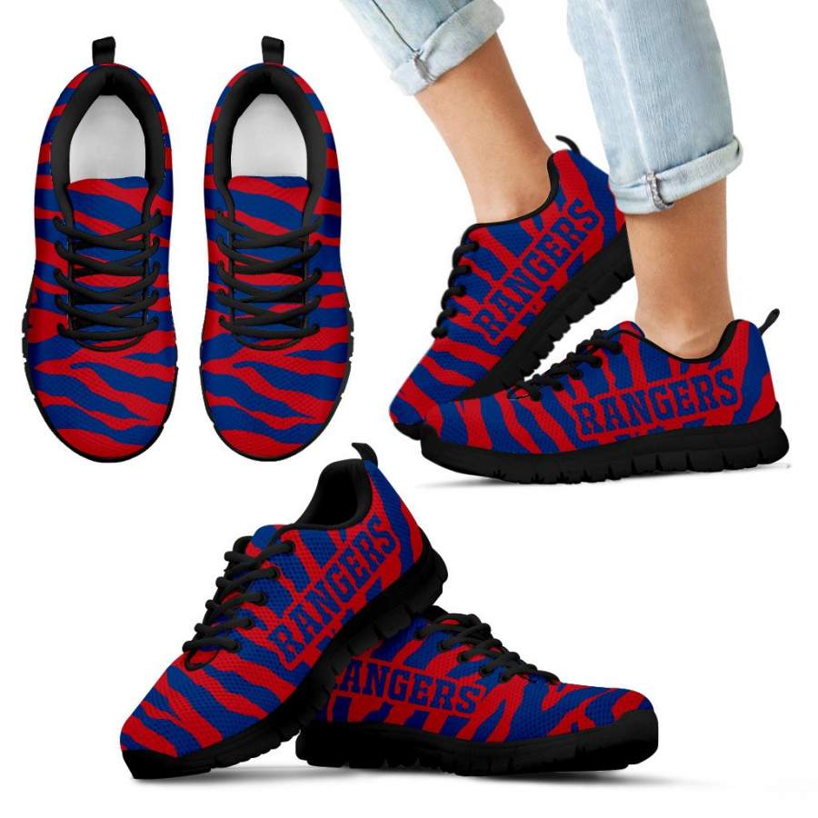 Tiger Skin Stripes Pattern Print Texas Rangers Sneakers