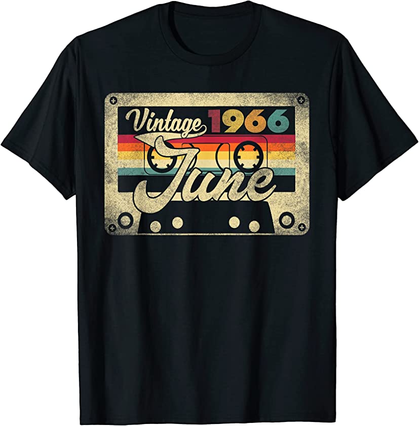 Vintage June 1966 55th Birthday 55 Years Old Retro Cassette T-Shirt