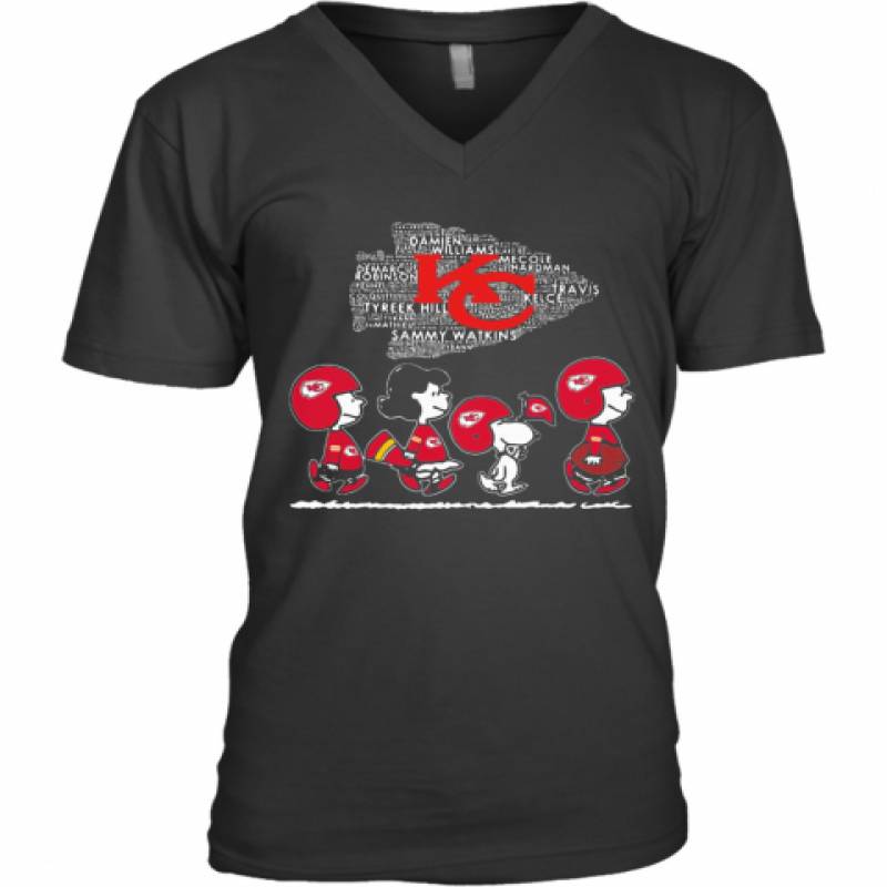 The Peanuts Kansas City Chiefs Team Football V-Neck T-Shirt