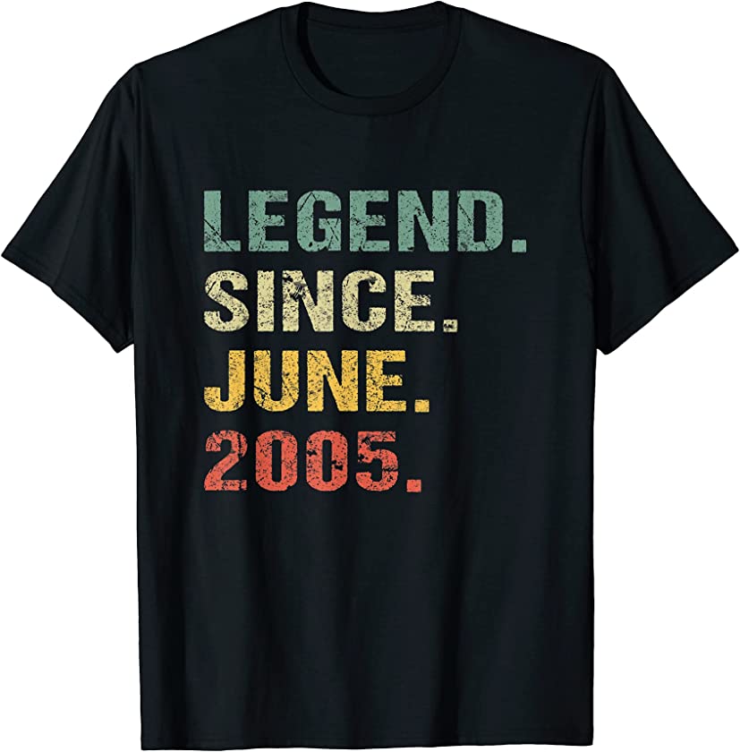 Boys Girl Legend Since June 2005 Retro Vintage 16th Birthday T-Shirt