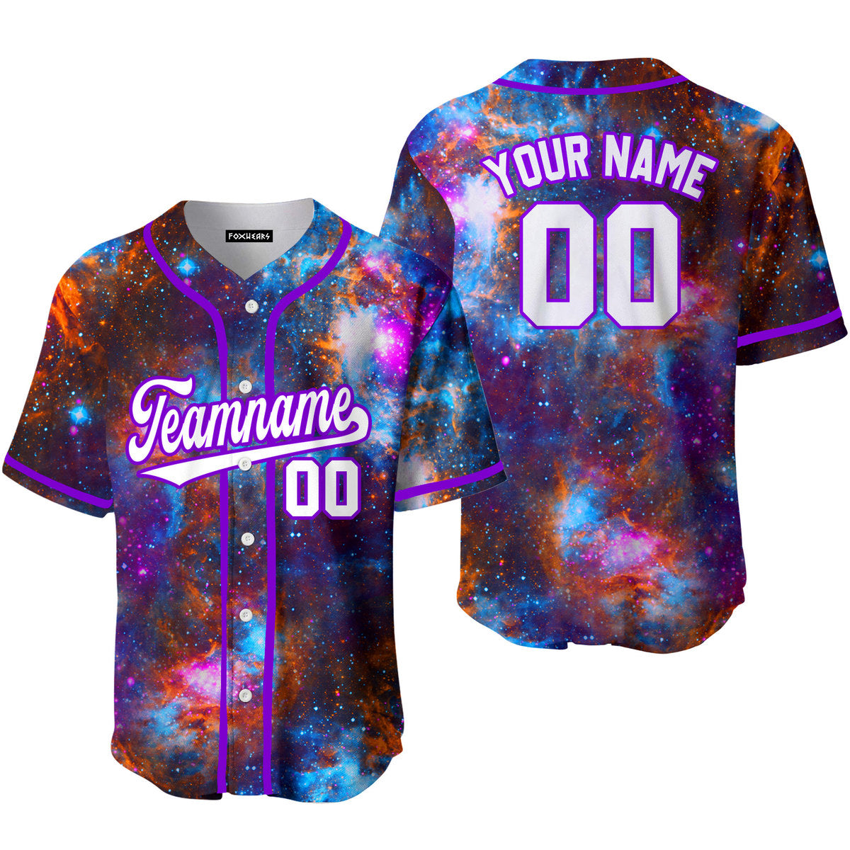 Custom Galaxy Pattern White Orange Custom Baseball Jerseys For Men & Women