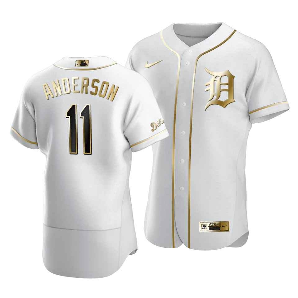 Tigers Sparky Anderson #11 Golden Edition White  Jersey