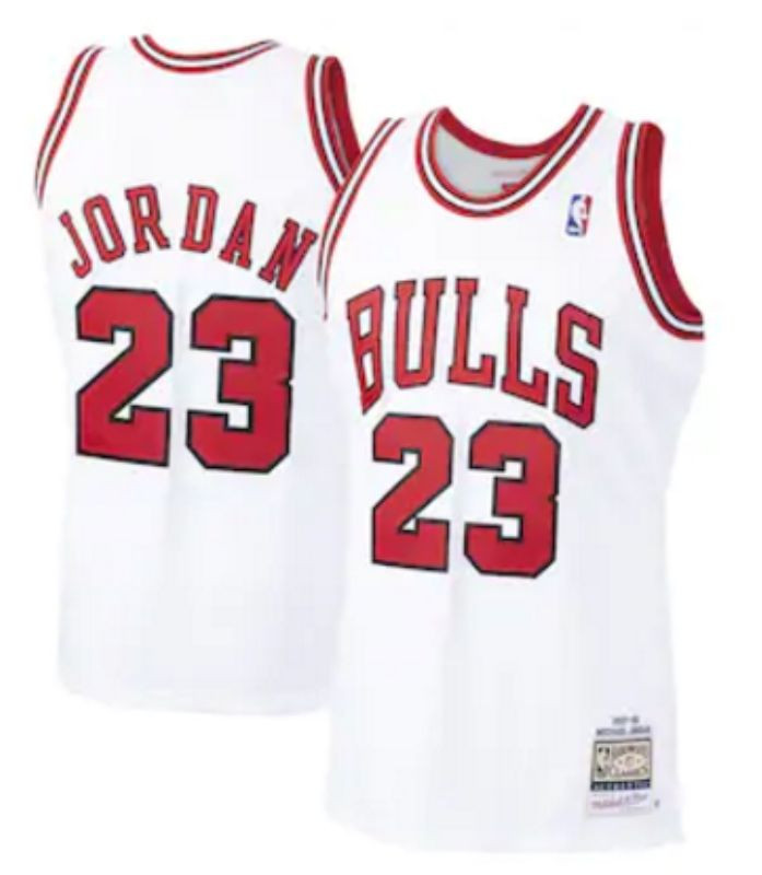 Chicago Bulls Michael Jordan #23 NBA Throwback White Jersey