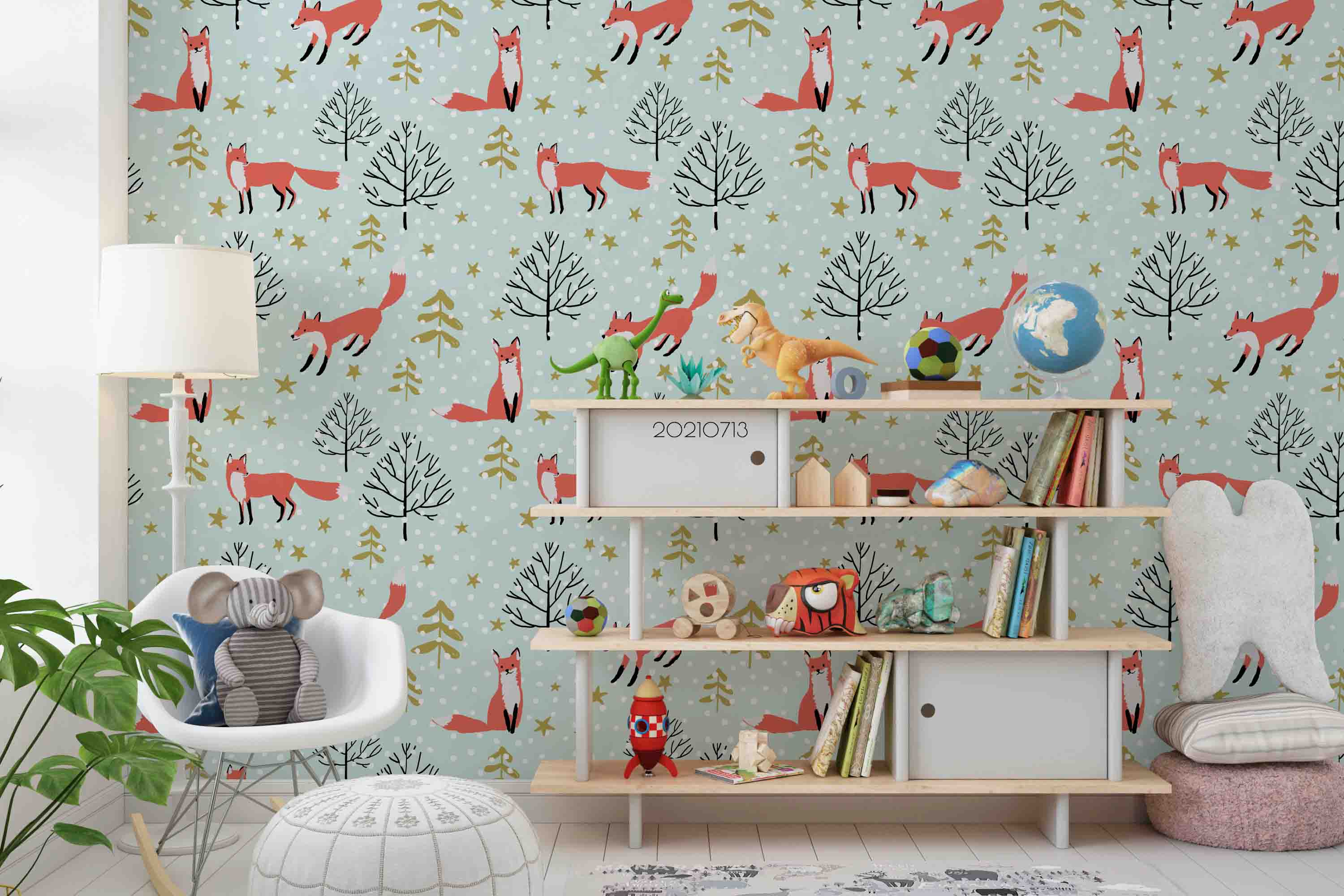 3D Hand Drawn Forest Animal Fox Wall Mural Wallpaper Lqh 169