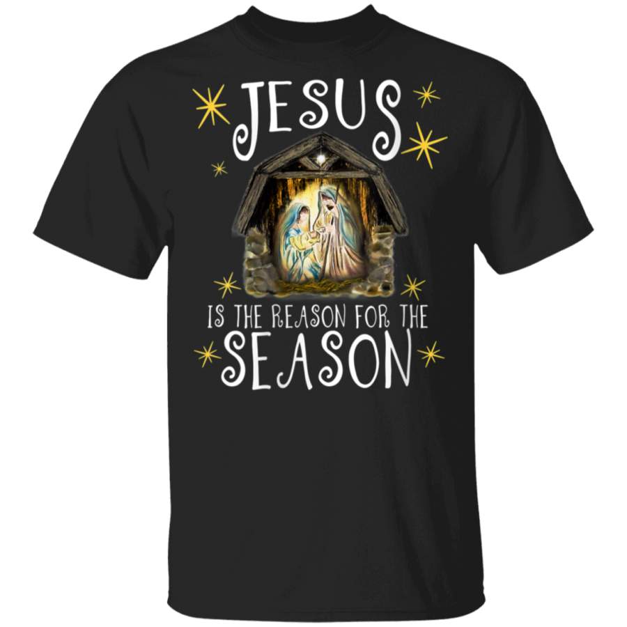 Womens Christmas Nativity Jesus Is The Reason For The Season Manger V Neck T Shirt By Vevotee Store T-shirt Long Hoodie Black