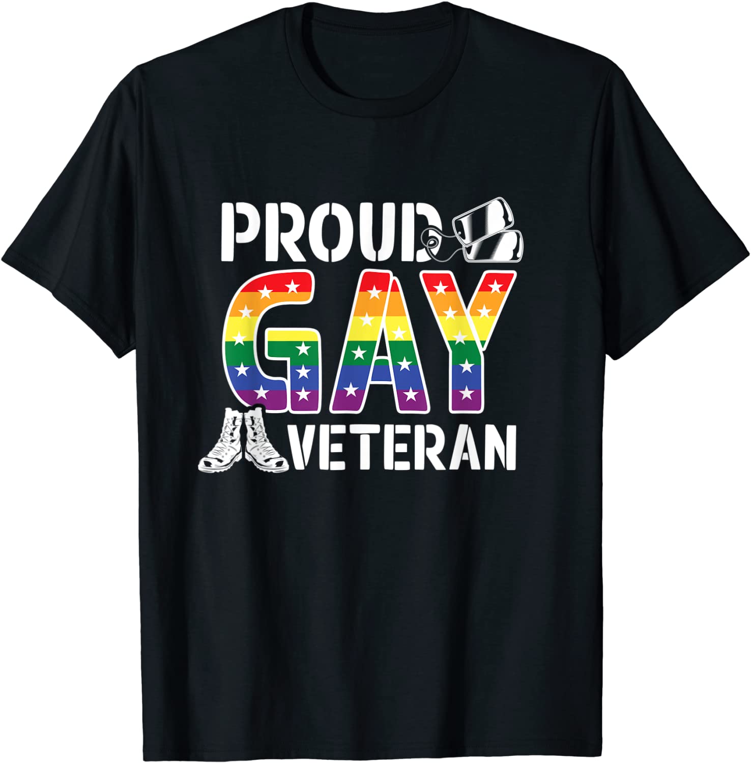 Proud Gay Veteran Lgbt Rainbow Flag Retired Military Support T-Shirt