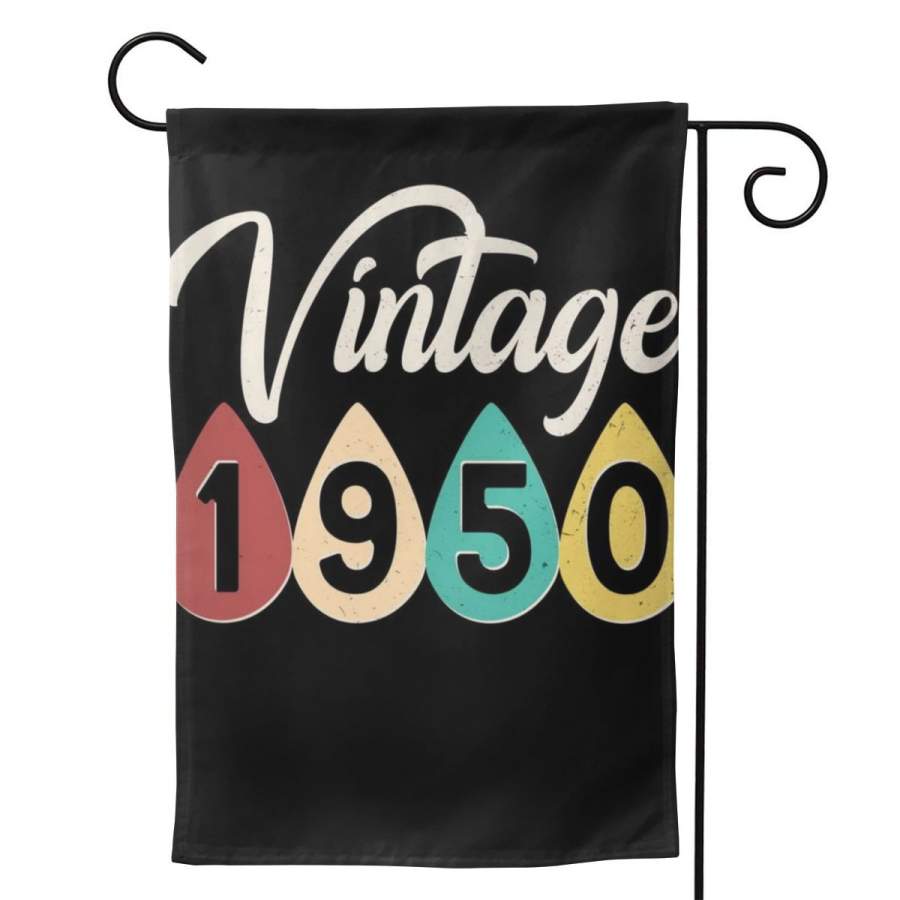 2 Pcs Garden Flag Vintage 1950 Design 70th Birthday Horizontal Poster 12.5″x18″ -Mothers Day, Birthday Gifts for Mom, Dad, Wife, Husband, Daughters, Grandma, Friends