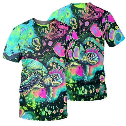 Love Sea Turtle With Colorful Patterns 3D All Over Printed Shirts For Men And Women Turtle Lovers, Gift For Men Gift For Women Gift For Turtle Lover Friend 3D Shirts