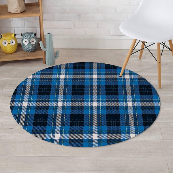 Blue Plaid Tartan Scottish Round Rug