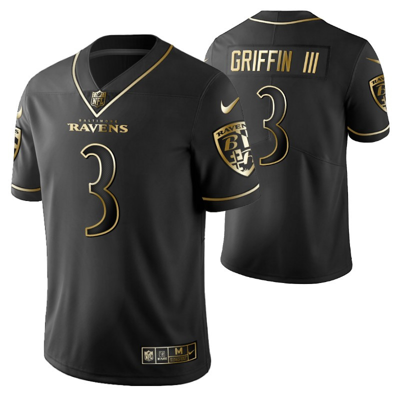 Baltimore Ravens Robert Griffin Iii 3 2021 NFL Golden Brandedition Black Jersey Gift For Ravens Fans