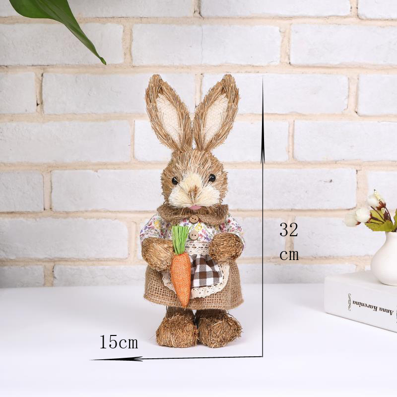 Artificial Straw Rabbit Home Garden Rabbit Decoration Easter Bunny Theme Party Decor Easter Filled Eggs Hunt Party Supplies alx