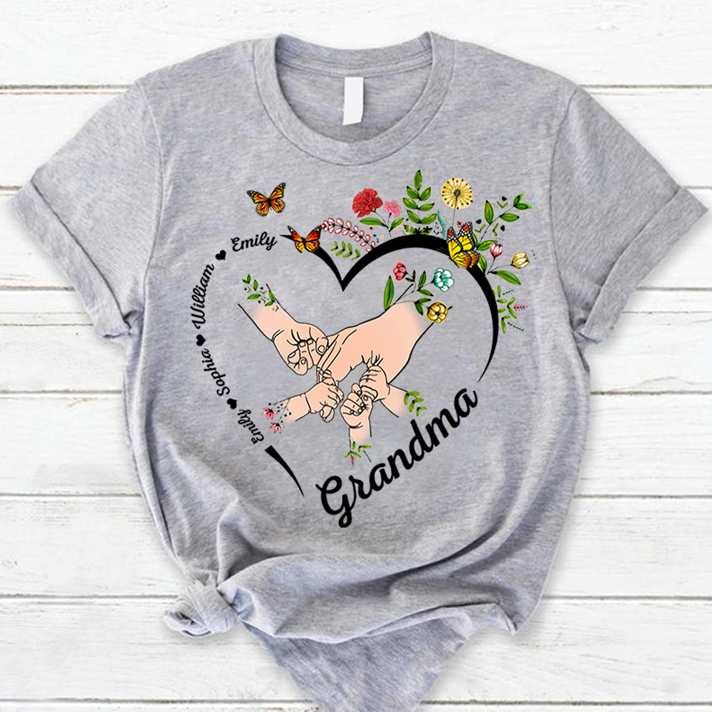 Personalized Wildflowers Mimi Hands And Grandkids Hands Shirts For Grandma Lihd