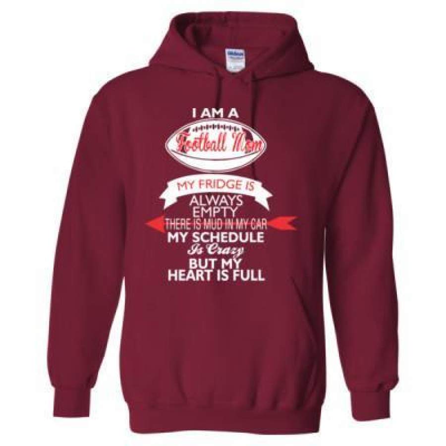 AGR I Am A Football Mom My Fridge Is Always Empty My Schedule Is Crazy But My Heart Is Full – Heavy Blend™ Hooded Sweatshirt