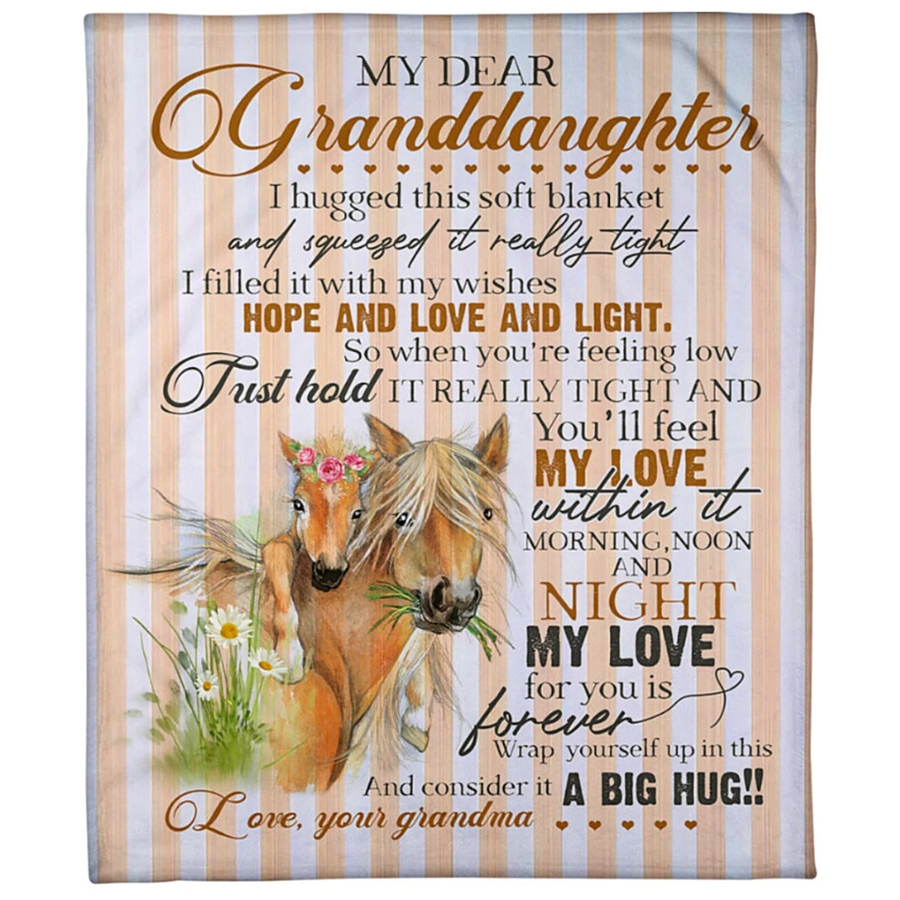 Grandma To Granddaughter – My Love For You Fleece Blanket Custom Names Christmas Blanket Christmas Gift Horse Blanket Custom Name Blanket