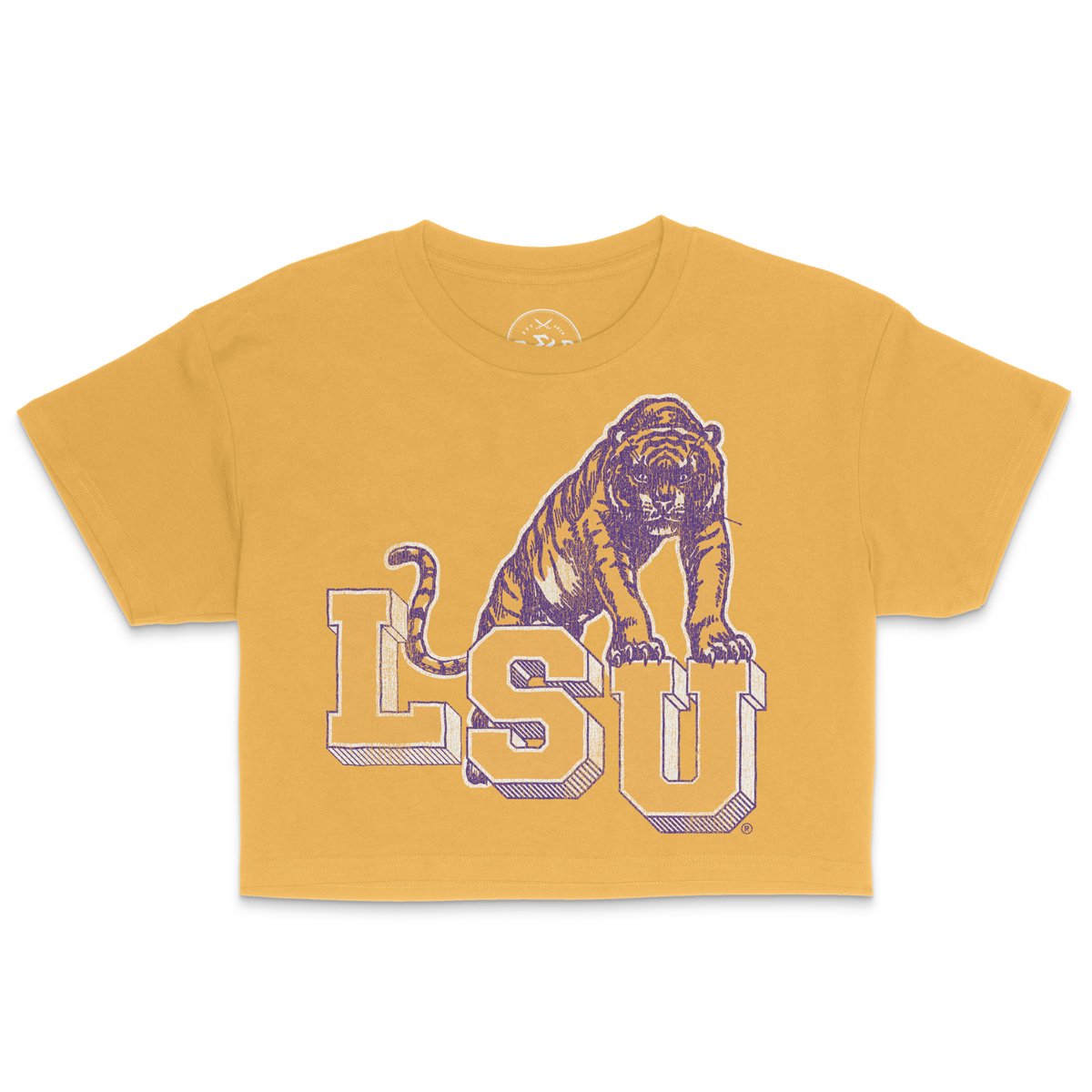 B&B Dry Goods Lsu Tigers Retro Step Crop T-Shirt – Gold