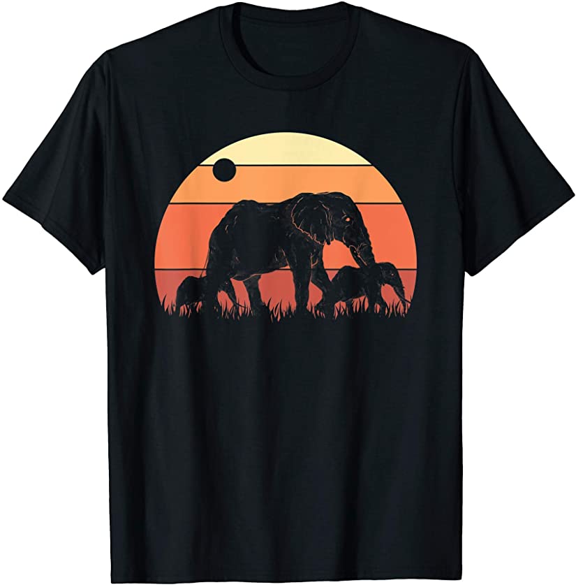 Africa Zoo Keeper Animal Family Kids Retro Elephant T-Shirt