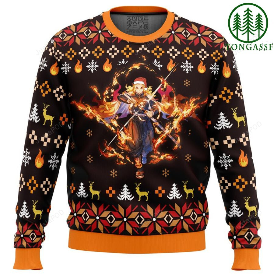 Fire Rengoku Demon Slayer Christmas Ugly Sweater T-Shirt