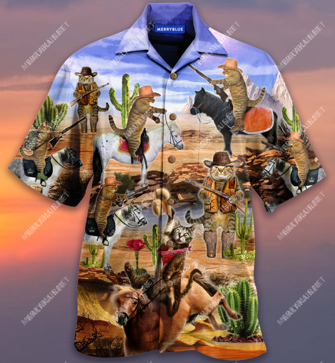 Meowdy Cowboy Cat Unisex Hawaiian Shirt