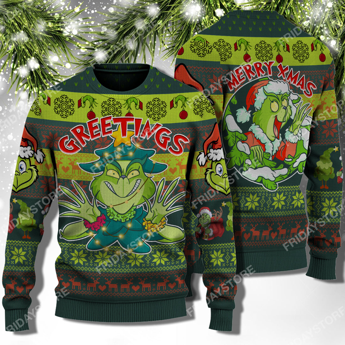 Unifinz The Grinch Ugly Sweater Tg Greetings Merry X-Mas Funny Christmas Sweater Awesome The Grinch Sweater 2022