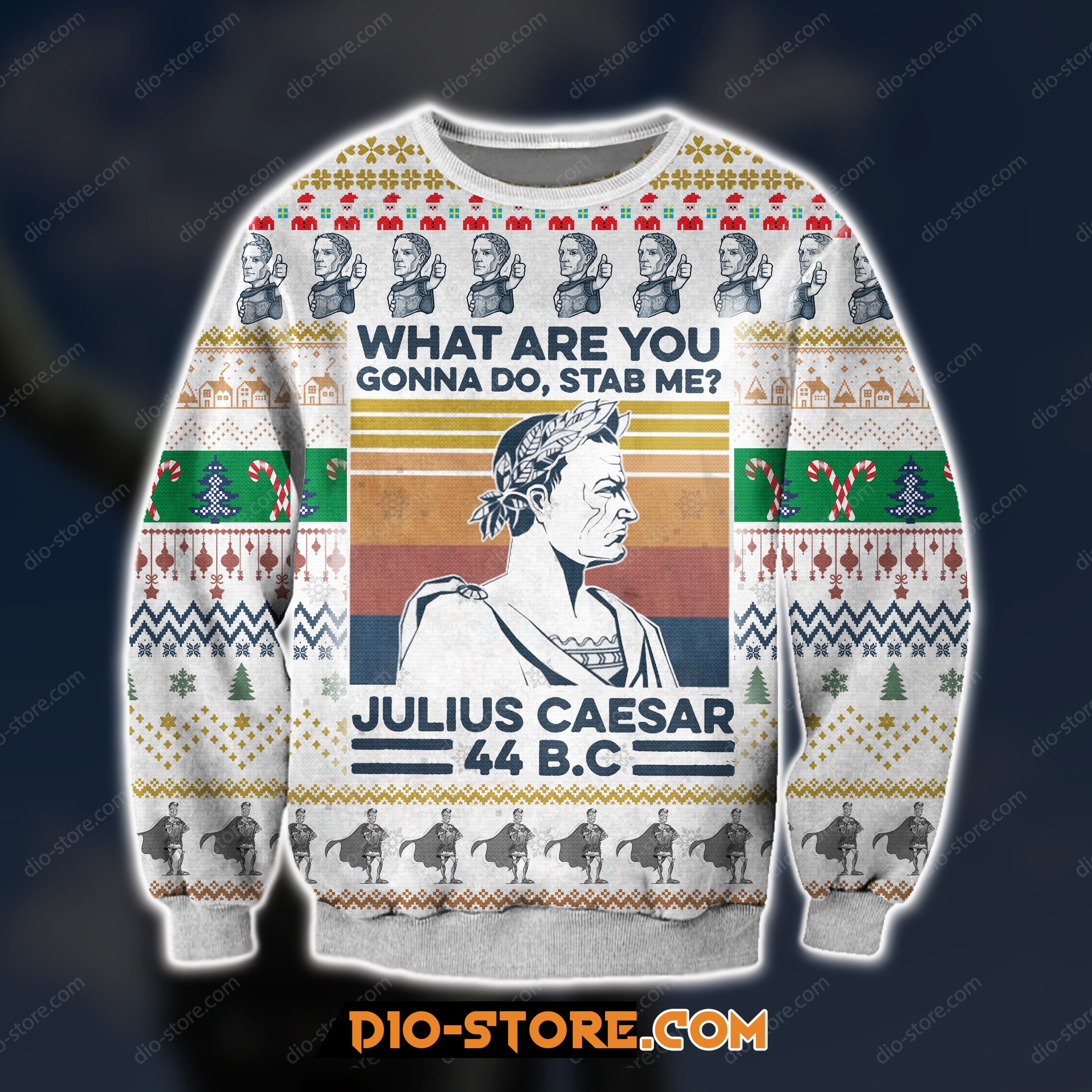 3D Print Knitting Pattern Julius Caesar Ugly Christmas Sweater Hoodie All Over Printed Cint10228