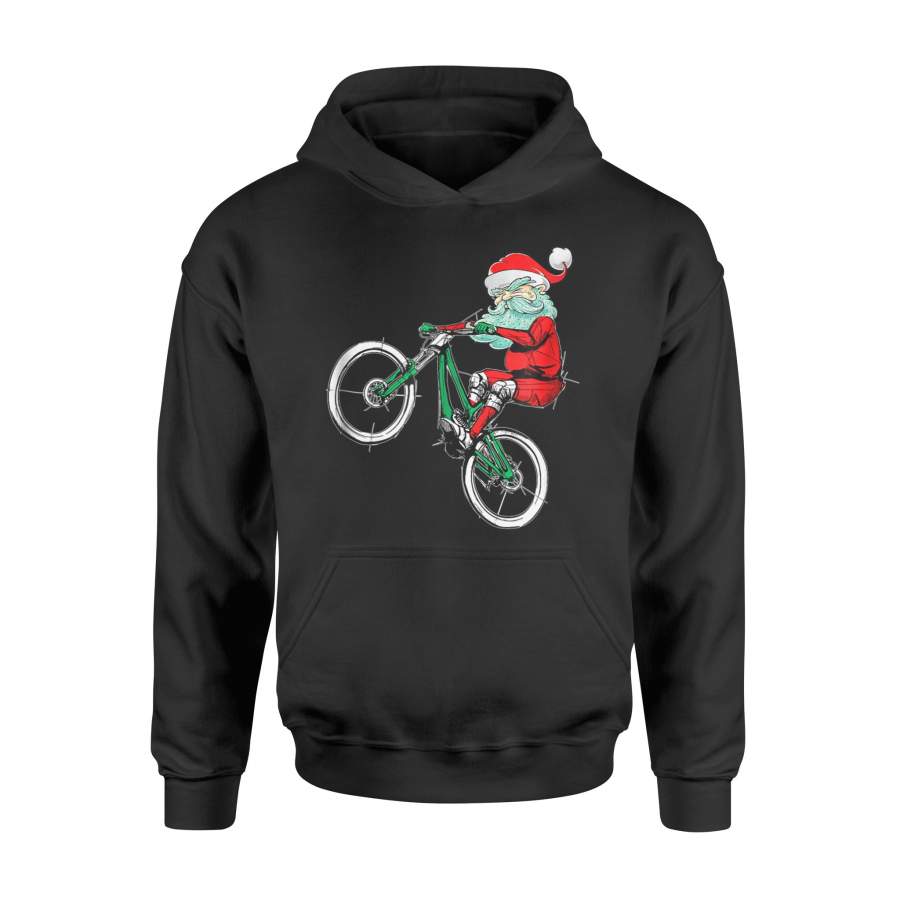 Christmas Mountain Bike MTB Biking Santa Claus T Shirt – Standard Hoodie