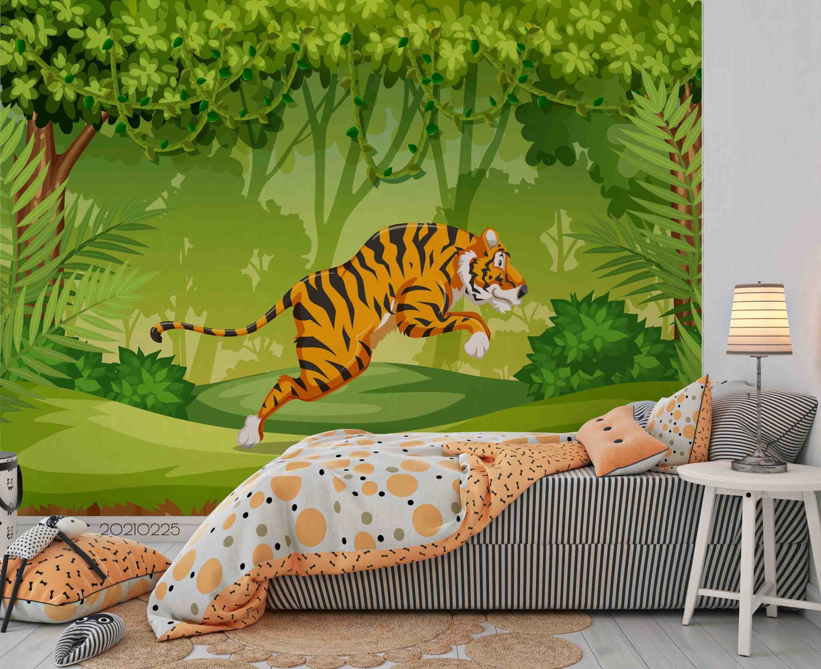 3D Tropical Jungle Animal Tiger Wall Mural Wallpaper Lqh 244