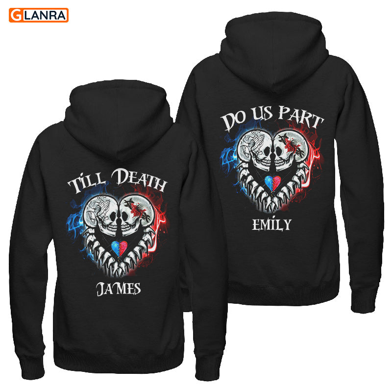 Personalized Till Death Do Us Part Hoodie, Custom Skull Couple Hoodie, Couple Hoodie, Skull Hoodie, Husband Wife Hoodie, Unisex Sweater, Sweatshirt