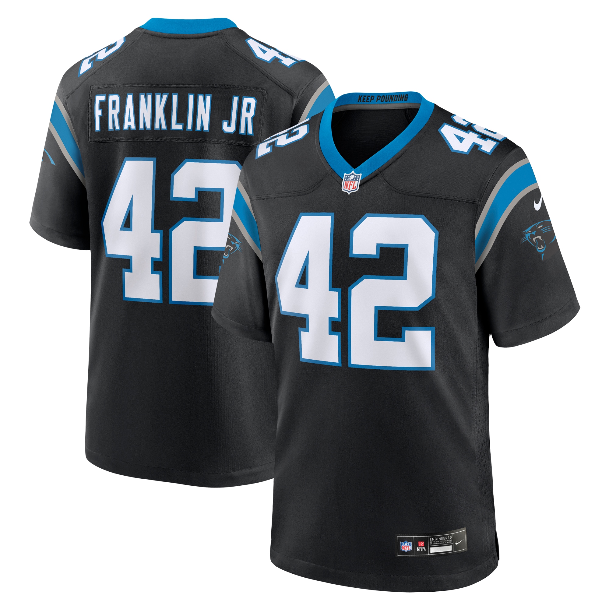 Men’s Carolina Panthers Sam Franklin Jr. Black Team Game Jersey