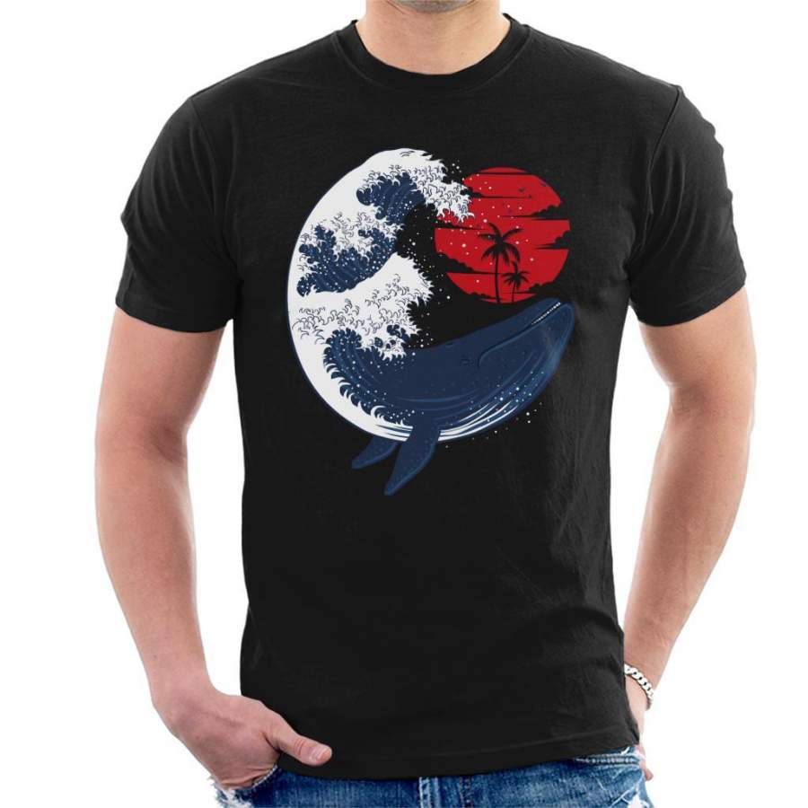 Whale Wave Hokusai Style Men’s T-Shirt