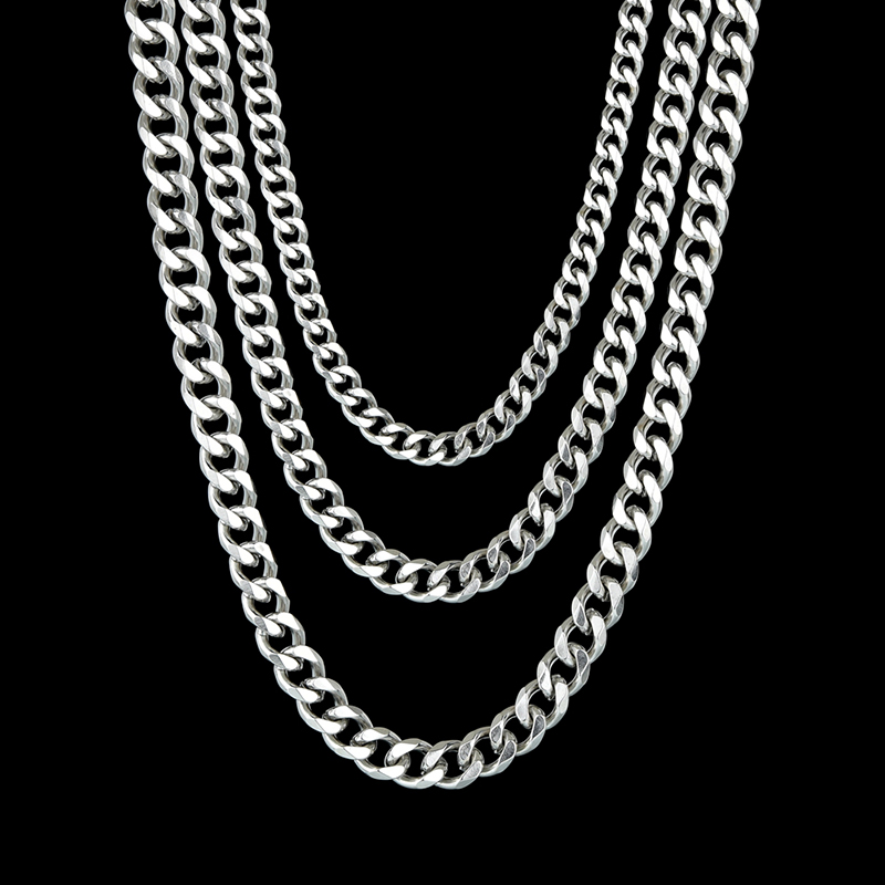 Basic Punk Stainless Steel 3,5,7mm Curb Cuban Necklaces For Men Women Classic Black Gold Color Link Chain Chokers Metal Jewelry alx