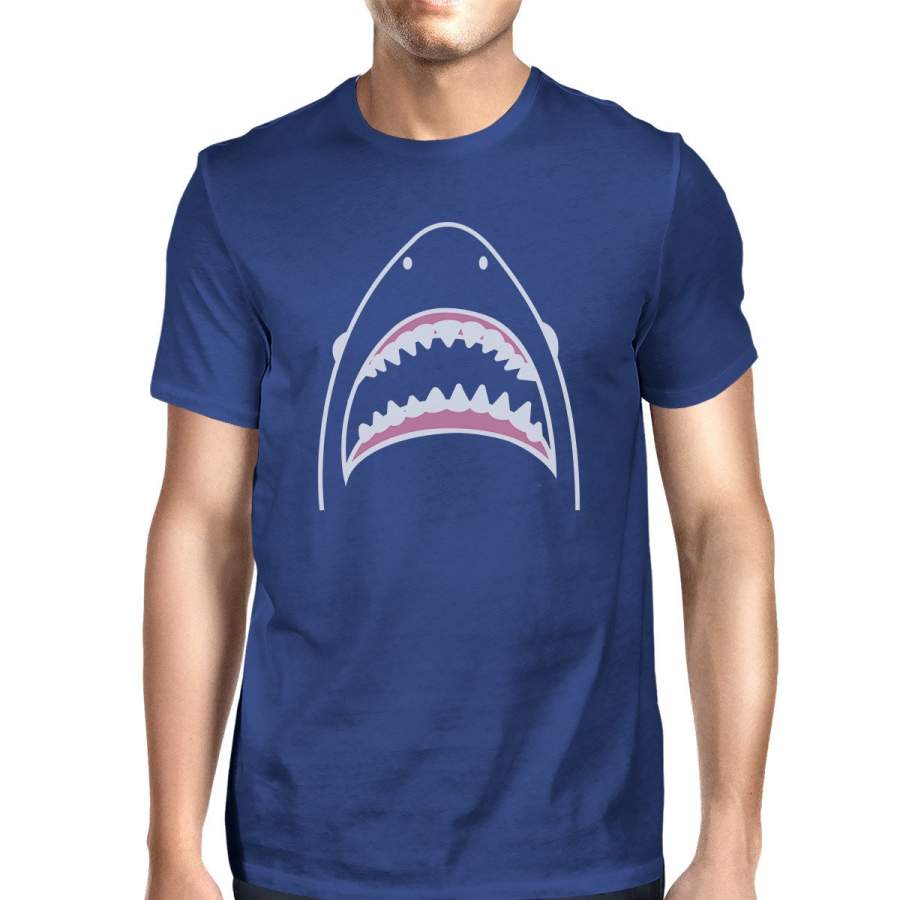 Shark Mens Royal Blue Cotton Short Sleeve Tee Cool Summer T-Shirt