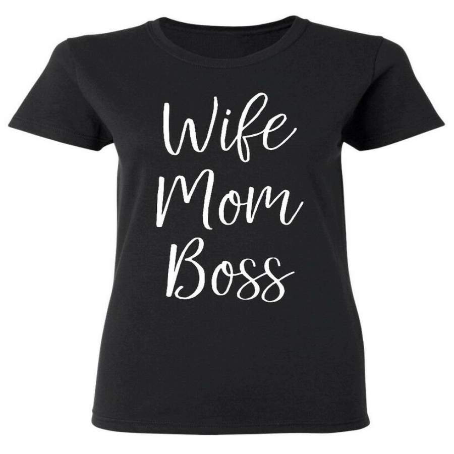 Wife Mom Boss Women’s T-Shirt Mother’s Day Mom Life New Mom For Mom Cute Shirts