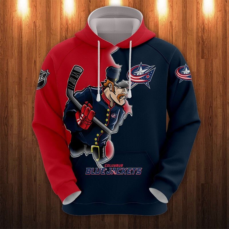 Columbus Blue Jackets Hoodies 3D Cartoon Graphic Sweatshirt