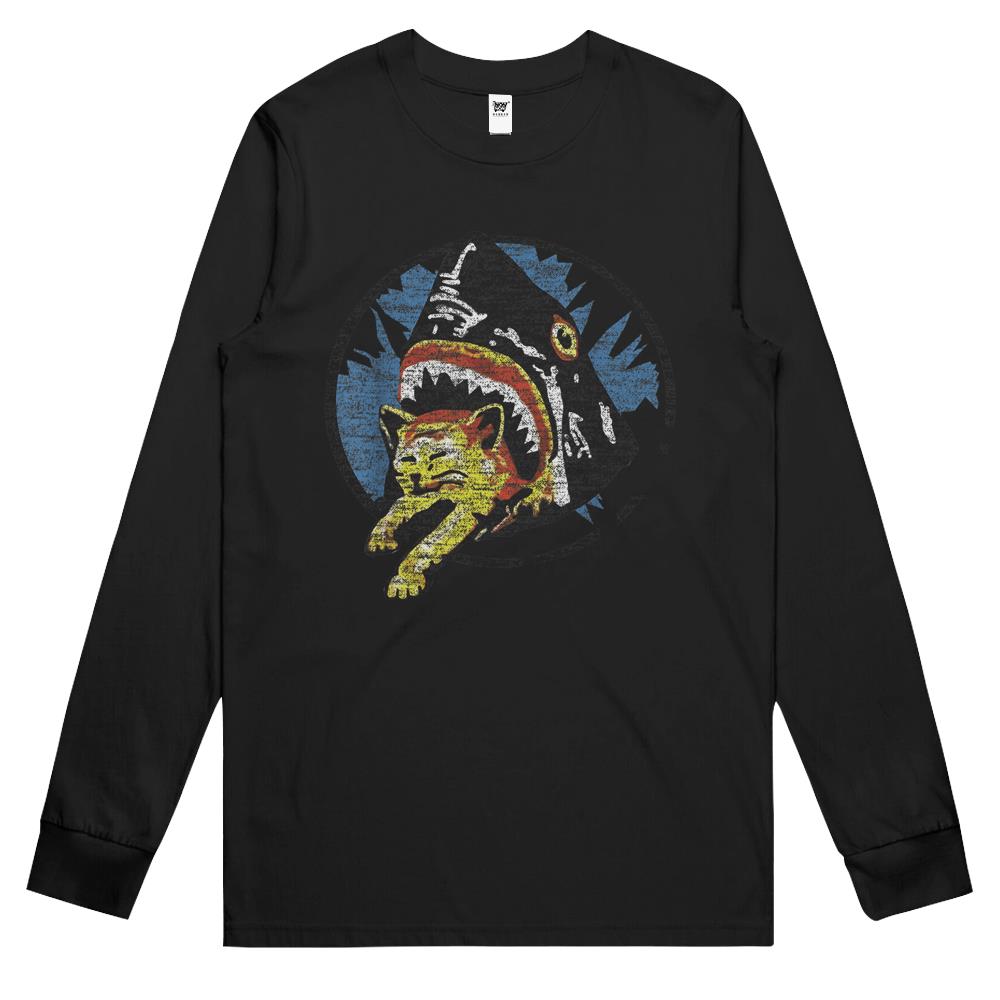 Shark Eating A Cat Long Sleeve T Shirts