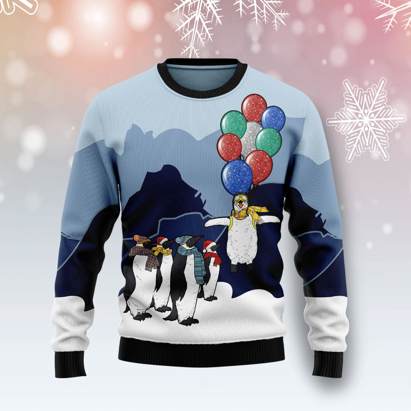 Penguin Christmas Balloon Christmas Ugly Sweater