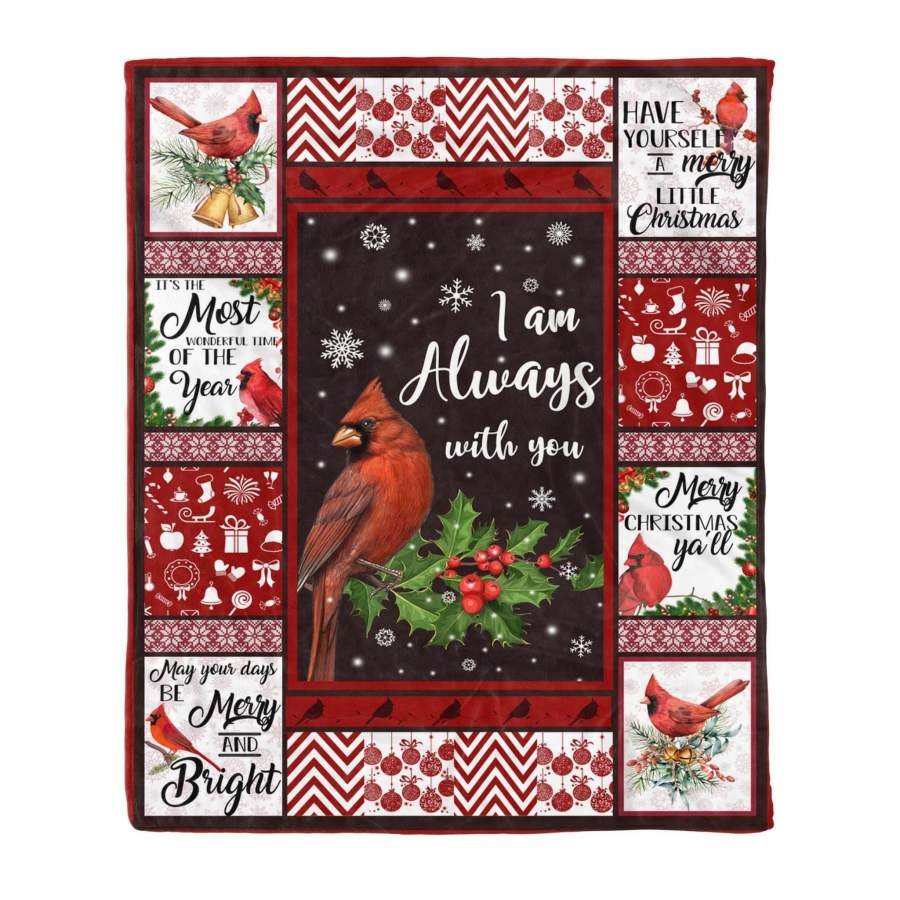 Christmas –  Cardinal Bird Quote Christmas Fleece Blanket, Red Cardinal Blanket, Blankets With Cardinal Birds, Animal Blankets Christmas Gift Ideas