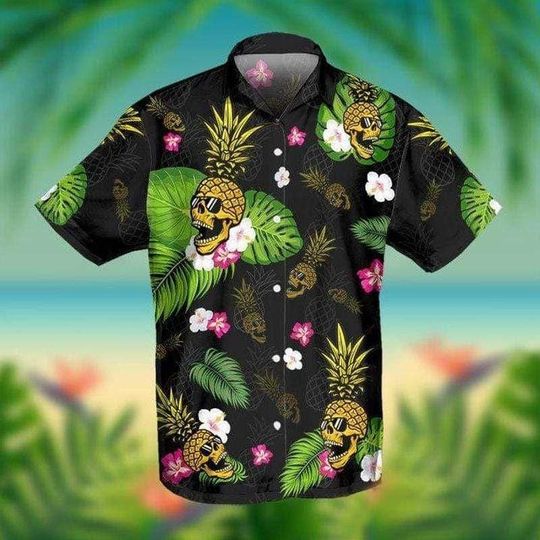 Hawaiian Shirt Pineapple Skull Tropical Aloha Shirts Ha39911