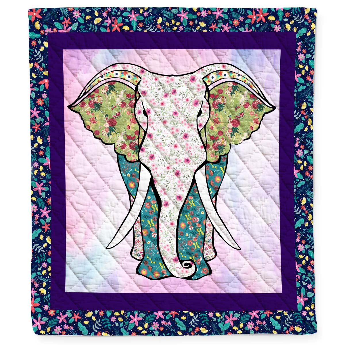 Flower Elephant Flag Quilt Blanket