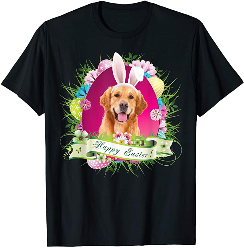 Bunny Golden Retriever Dog Happy Easter Day Lover Egg Hunt T-Shirt