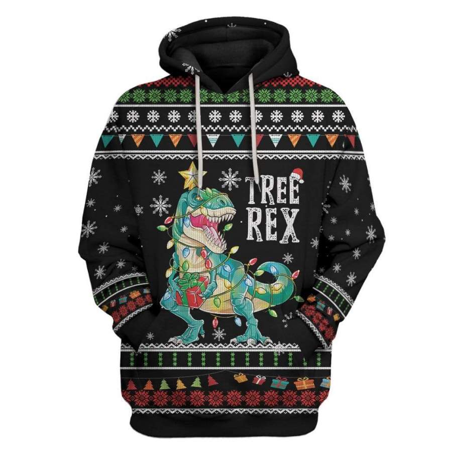 Ugly Christmas Tree T-Rex Custom T-shirt – Hoodies Apparel